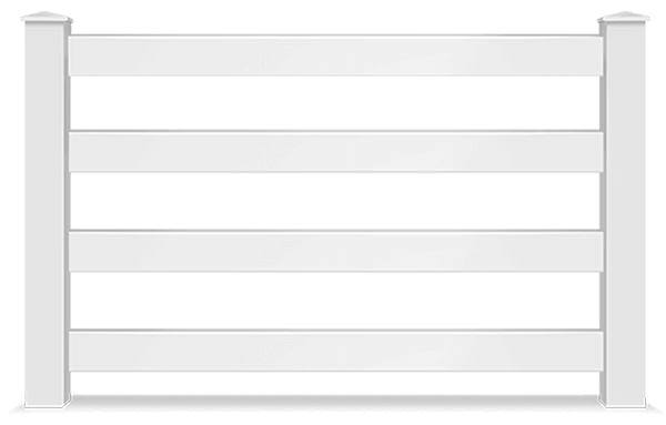 White steel 4-rail horse fence